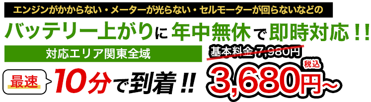 バッテリー上がりに年中無休で即時対応!!